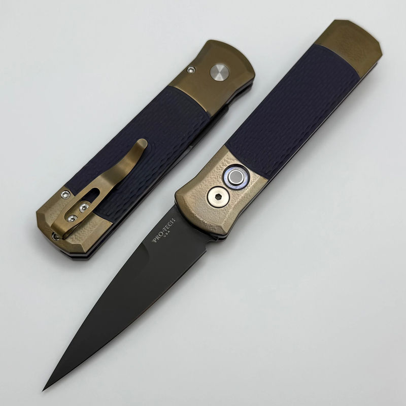 Pro-Tech Godson Titanium w/ Dark Purple Inlaid Handles & DLC 154-CM Blade 2025 Godson Custom 003