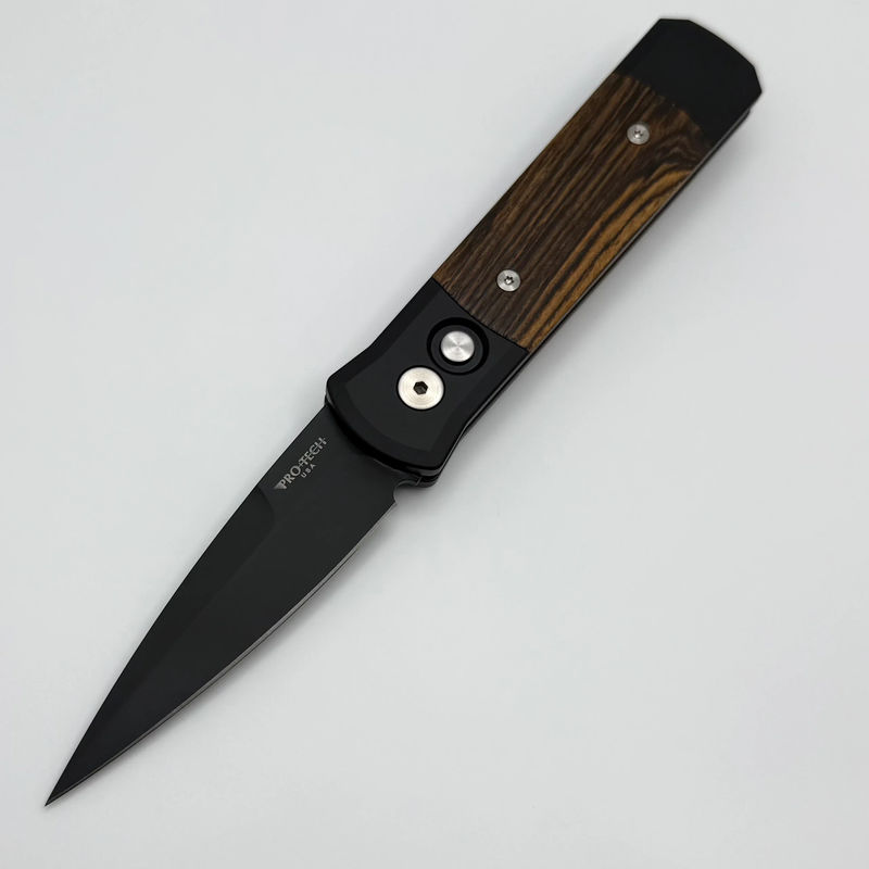 Pro-Tech Godson Bocote Inlaid Handles & Black 154-CM Blade 707-Bocote