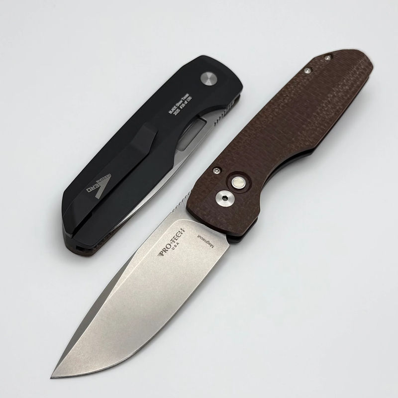 Pro-Tech Vero Designs Synapse Auto w/ Burlap Canvas Micarta/Aluminum Handle & MagnaCut 2025 Blade TX Vero.1