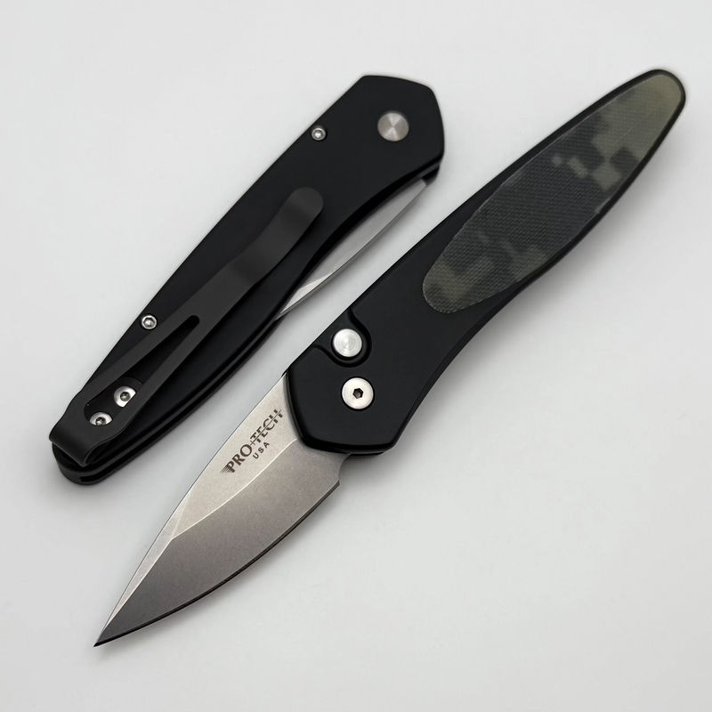 Pro-Tech Half-Breed Black Handle w/ Camo G-10 Inlay & Stonewash S35 3624