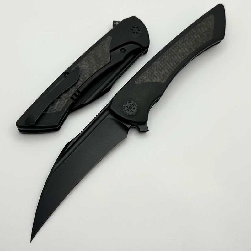 SharpByDesign Derecho Black Out Titanium w/ Carbon Fiber Inlays & M390 DER-BO-CF