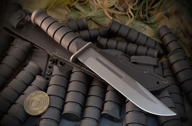 Spartan Blade KA-BAR Fixed Blade MagnaCut & Kraton G - Choose Your Blade Finish/Handle Color & Sheath Option Below:Black Blade / Black Handle / Black Leather