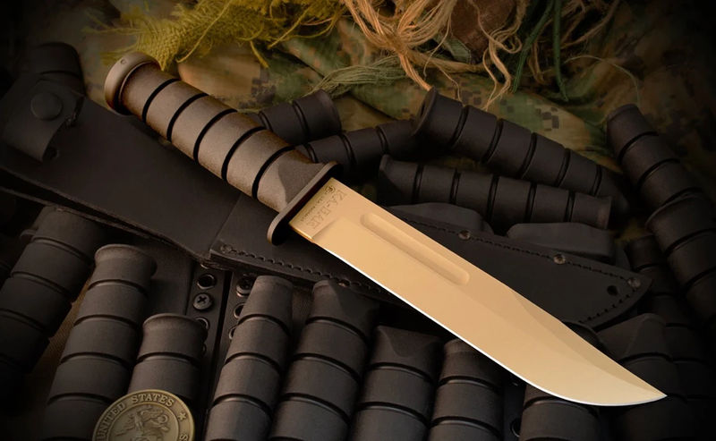 Spartan Blade KA-BAR Fixed Blade MagnaCut & Kraton G - Choose Your Blade Finish/Handle Color & Sheath Option Below:FDE Blade / Black Handle / Black Leather