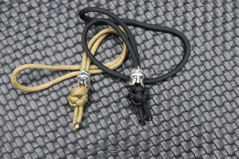 Spartan Para-Cord Lanyard with Spartan Helmet Bead - Lanyard Color:Black