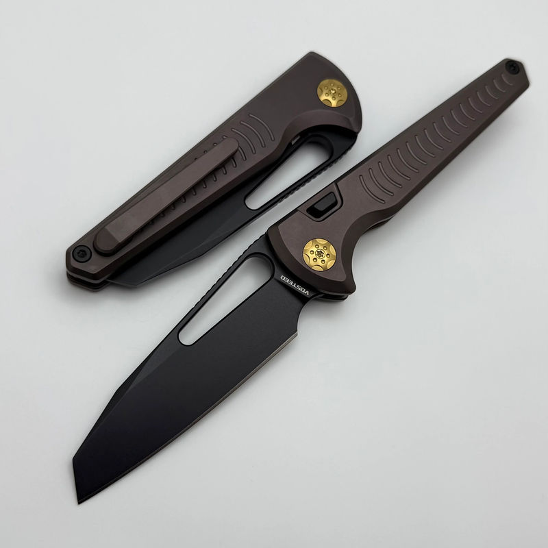 Vosteed Gavko Knives Leopard w/ Dark Reddish Purple Titanium Handle & M390 A2503