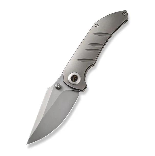 We Knife Polished Bead Blasted Riff-Raff Milled Titanium Handles w/ CPM-20CV WE22020B-4
