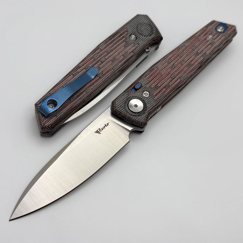 Reate Knives PL-6 Red/Black Micarta Handles & Belt Satin Nitro-V
