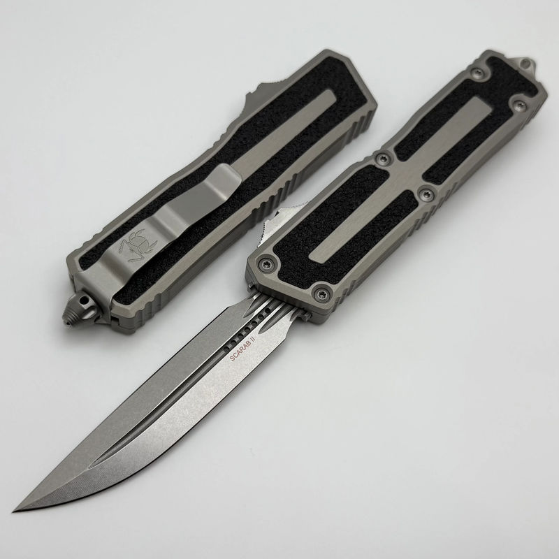 Microtech Scarab 2 Gen 3 Natural Clear Handles w/ D/E-S Stonewash M390MK 1180-10NC