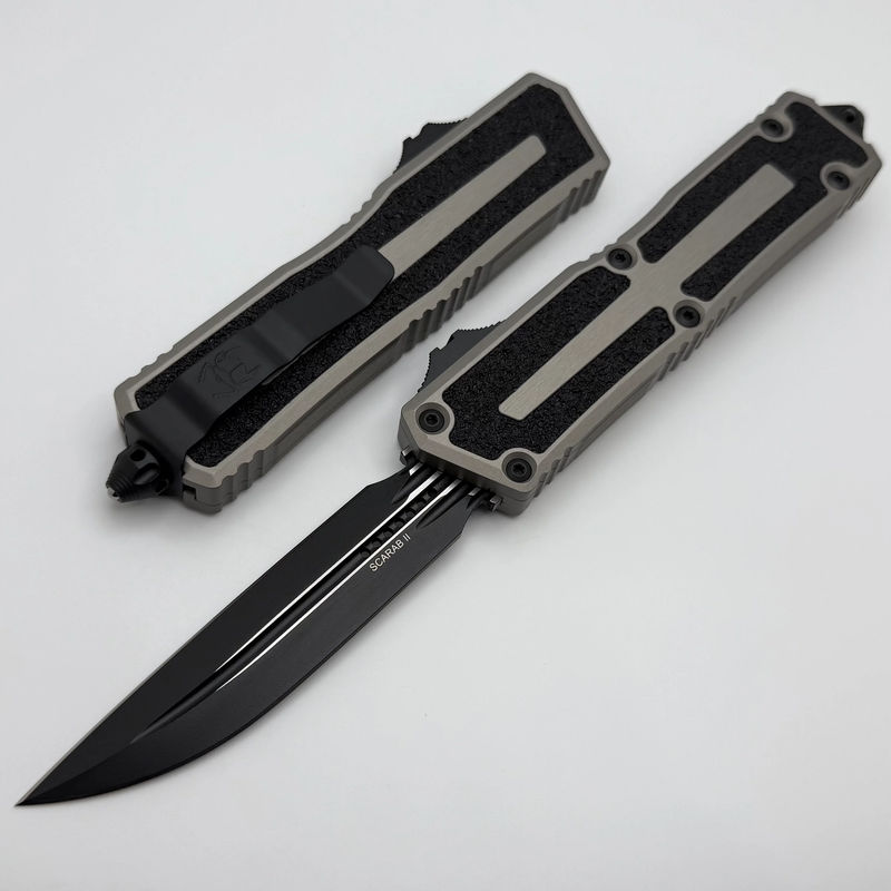 Microtech Scarab 2 Gen 3 Black D/E-S w/ Natural Clear Handle 1180-1NC
