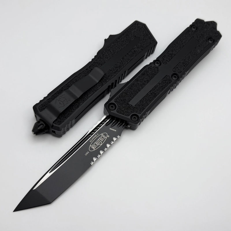 Microtech Scarab 2 Gen 3 Tanto Partial Serrated Tactical Standard w/ Spine Fluting 1279-2T