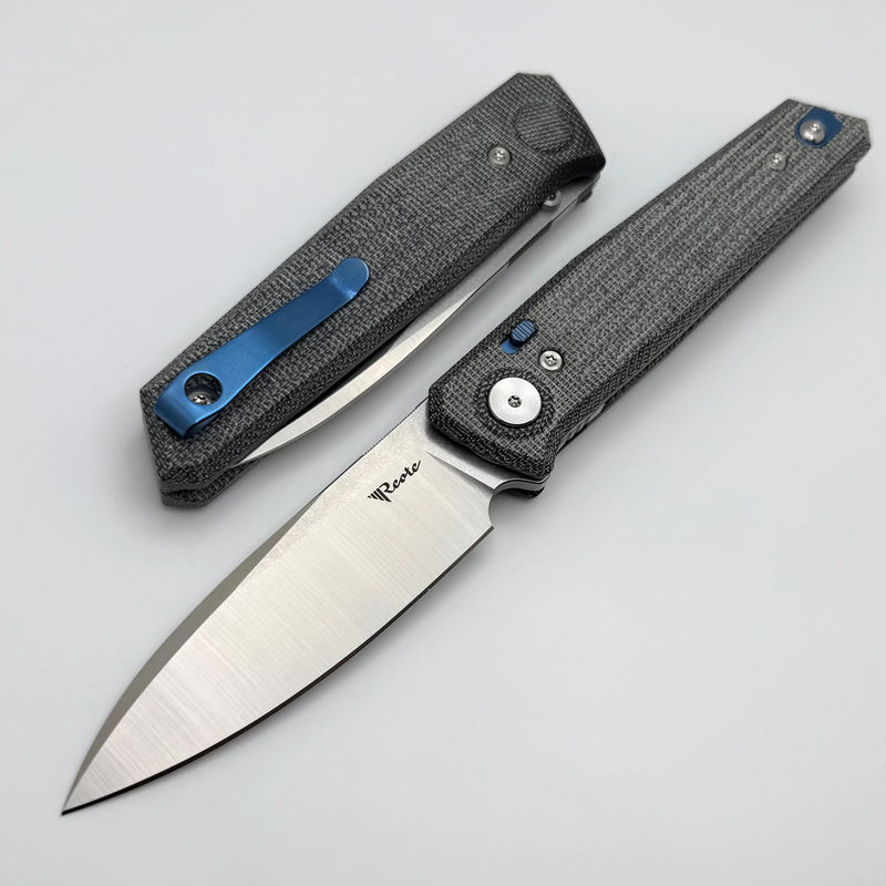 Reate Knives PL-6 Black Micarta Handles & Belt Satin Nitro-V