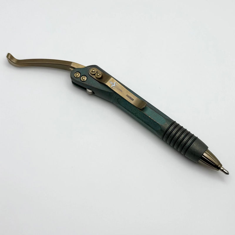 Marfione Custom Siphon Pen II Antique Green Titanium w/ Bronze Satin Ti Lever & Bronze Polished Ti Hardware