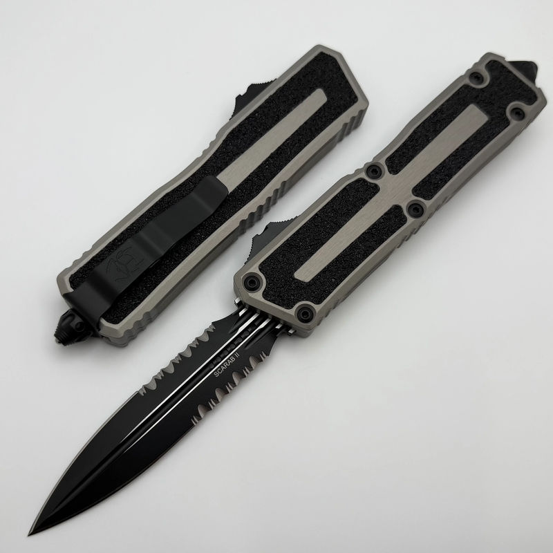 Microtech Scarab 2 Gen 3 Tactical D/E Partial Serrated w/ Natural Clear Handle 1280-2NC