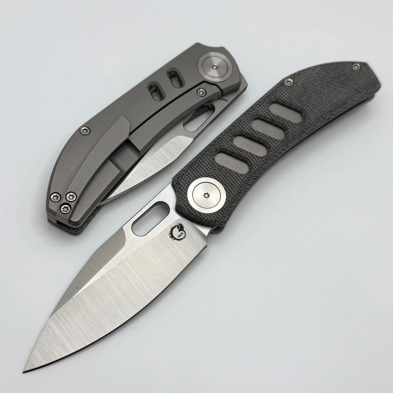 Yan Knives Chevron - Black Micarta & Titanium Handles w/ MagnaCut