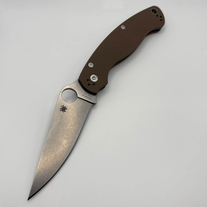 Pre-Owned Spyderco Knives Military 2 Brown G-10 & CPM-15V Sprint Run C36GPBN15V2