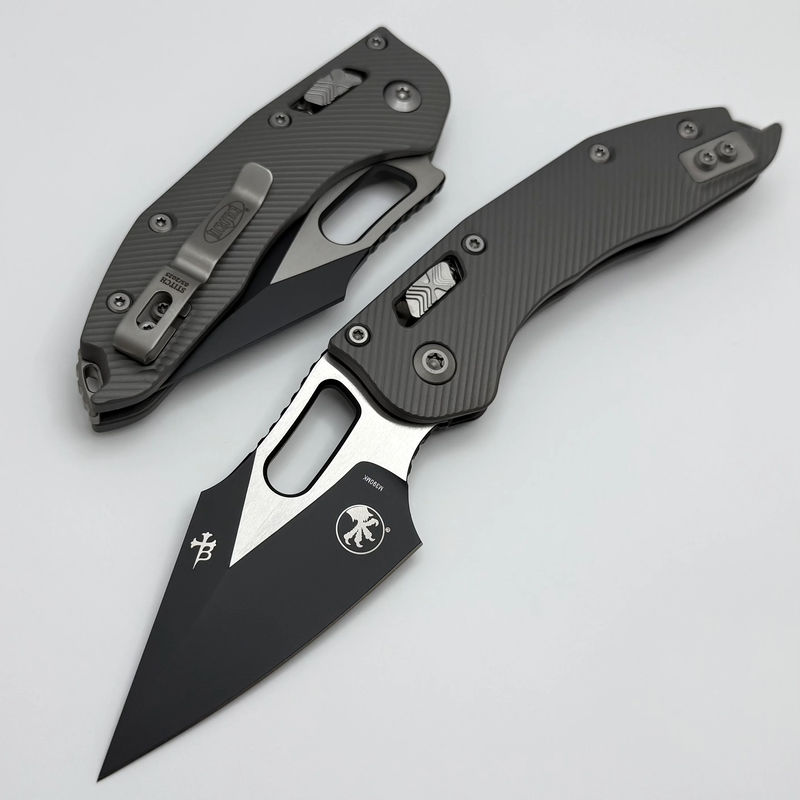 Microtech Knives Manual Stitch RAM LOK Fluted Aluminum Natural Clear Standard & Black M390MK 169RL-1FLNC