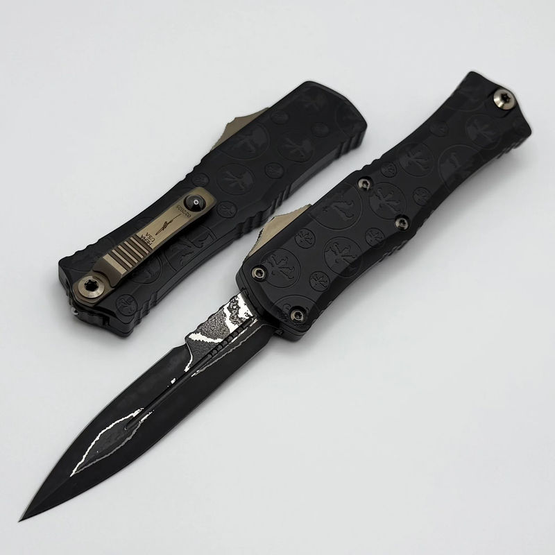 Microtech Knives Marfione Select Hera II Mini Baker Forge IceStorm Damascus Bayonet w/ Black Claw Burst Deep Engraved Handle Signature Series 1701M-16MS5
