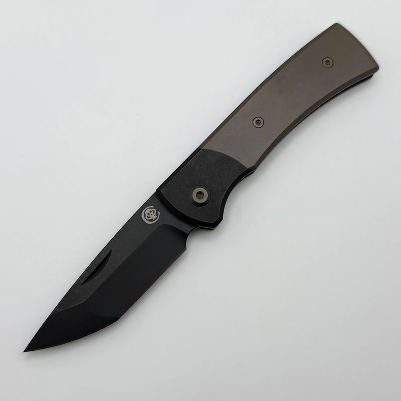 Pre Owned Chaves Knives Slip Joint The Suit w/ Tanto M390 & Titanium Handles w/ Bronze Ti Inlays - 50 Series