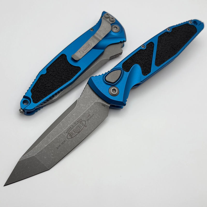 Microtech Socom Elite Auto Blue Handles w/ Tanto Apocalyptic 161A-10APBL