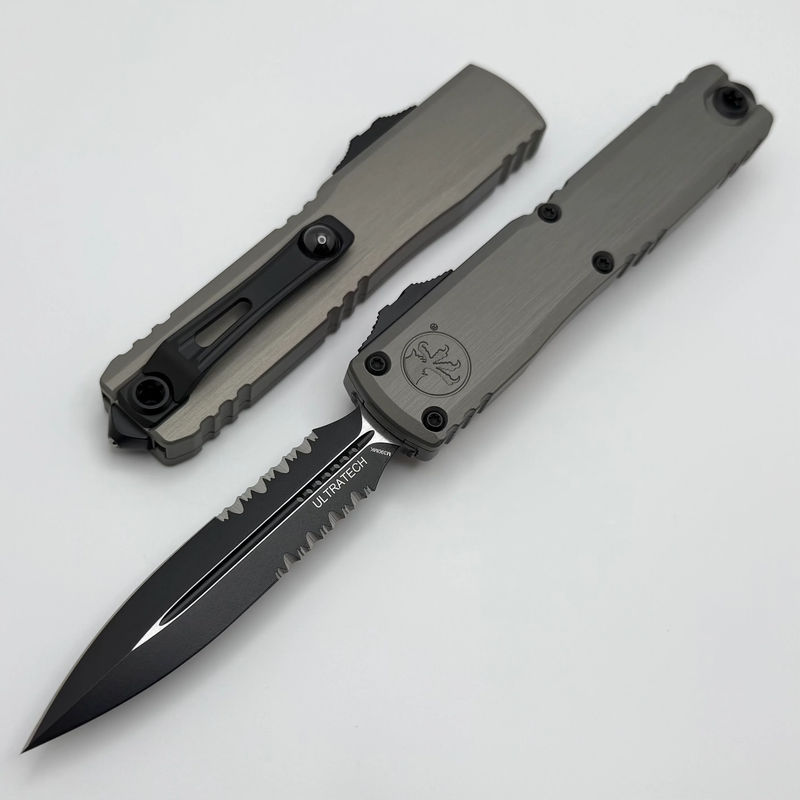 Microtech Ultratech ZBP Tactical D/E Part Serrated w/ Natural Clear Handle 1122-2NC