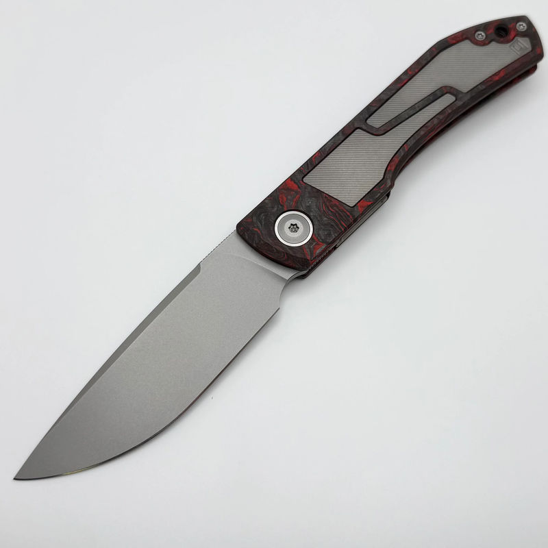 Uldanov Custom Knives Sierra L Dark Matter Carbon Fiber Handles w/ Ti Inlays & MagnaCut Front Flipper