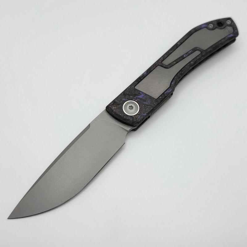Uldanov Custom Knives Sierra L Dark Matter Carbon Fiber Handles w/ Ti Inlays & S90V Front Flipper