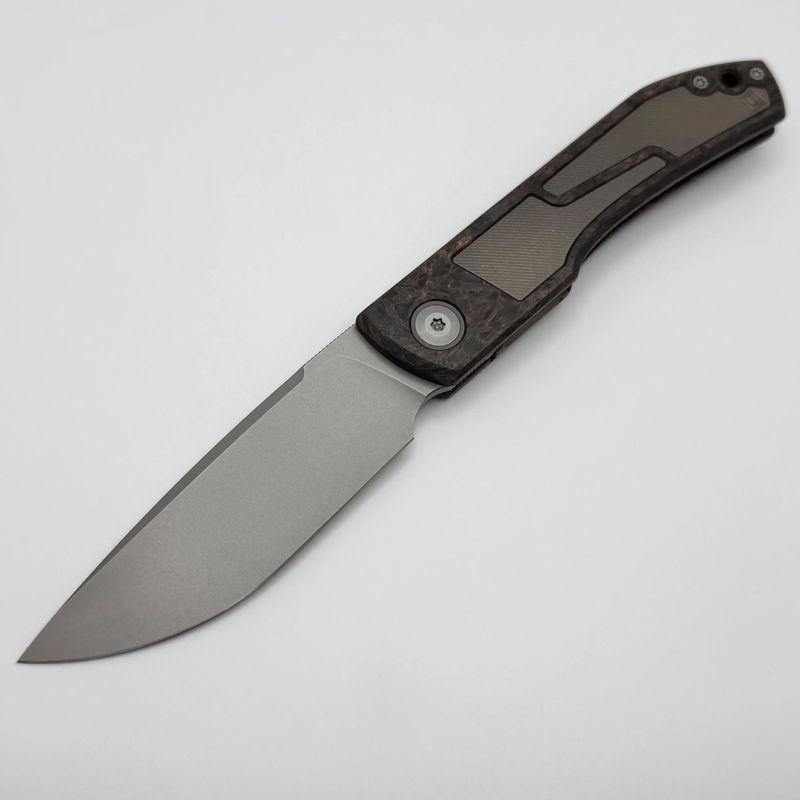 Uldanov Custom Knives Sierra L Dark Matter Carbon Fiber Handles w/ Ti Inlays & Elmax Front Flipper