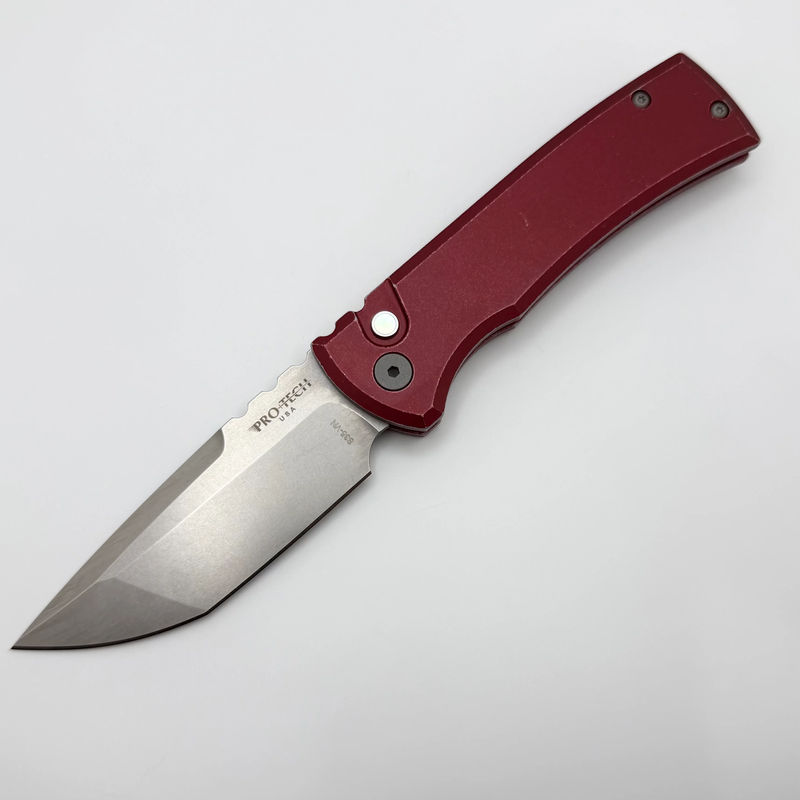 Chaves Pro-Tech Redencion 229 w/ Battleworn Red Handle & Stonewash S35VN Blade Show Texas RCR1101-BW Red