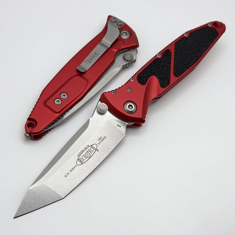 Microtech Socom Elite T/E Manual Red Stonewash Standard 161-10RD