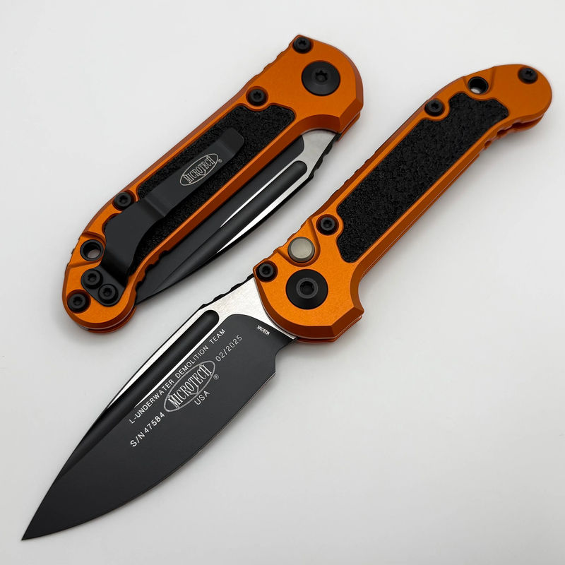 Microtech Knives LUDT Gen III Black Drop Point w/ Orange Handle 1135-1OR
