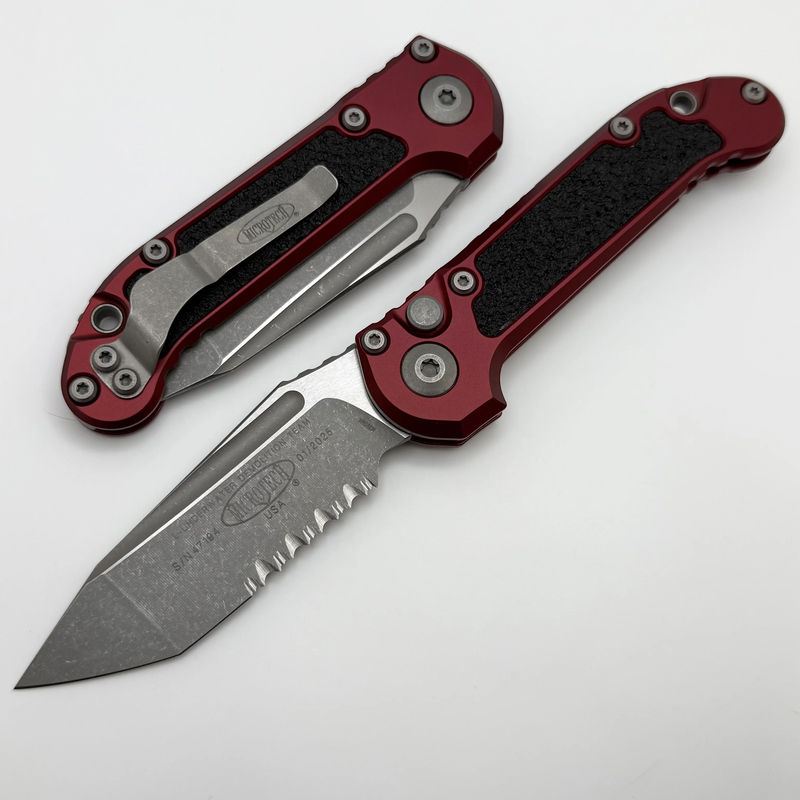 Microtech Knives LUDT Gen III Apocalyptic Partial Serrated Tanto w/ Merlot Handle 1136-11APMR