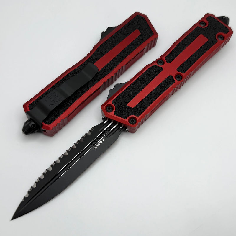 Microtech Scarab 2 Gen 3 Tactical D/E Full Serrated w/ Red Handle 1280-3RD