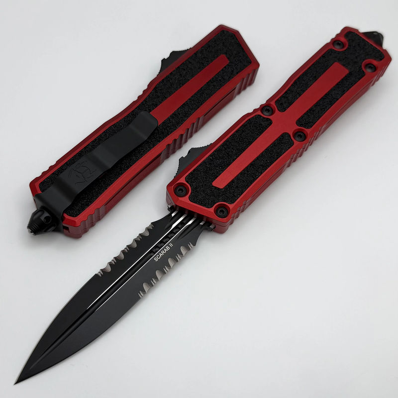 Microtech Scarab 2 Gen 3 Tactical D/E Partial Serrated w/ Red Handle 1280-2RD