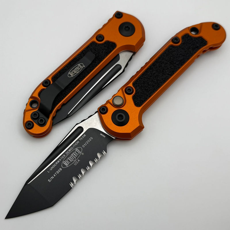Microtech Knives LUDT Gen III Black P/S Tanto w/ Orange Handle 1136-2OR