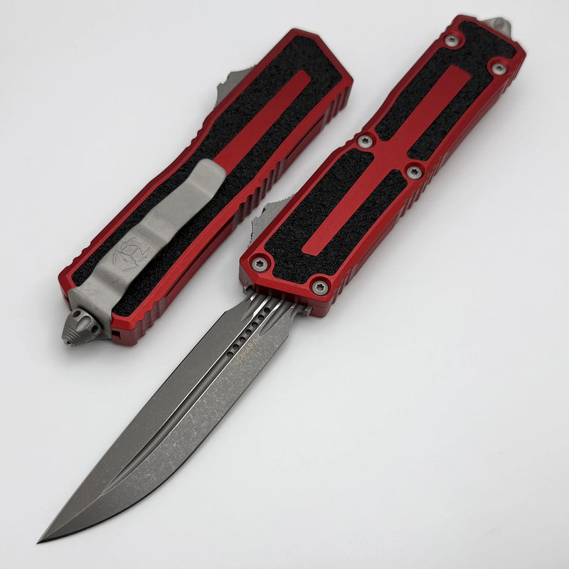 Microtech Scarab 2 Gen 3 Red Handles w/ D/E-S Apocalyptic M390MK 1180-10APRD