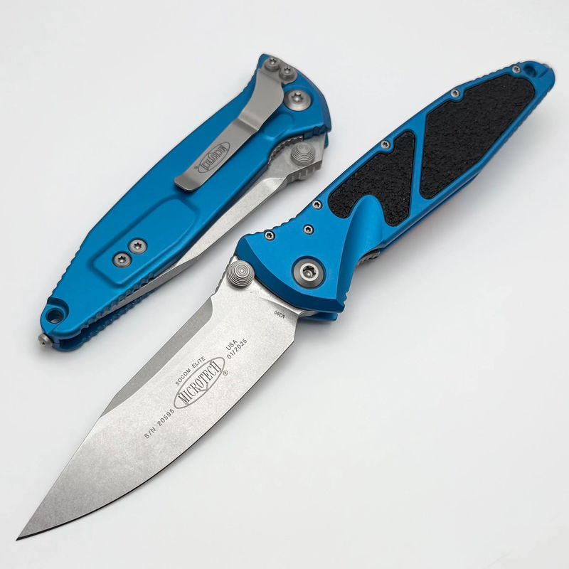 Microtech Socom Elite S/E Manual Blue Stonewash Standard 160-10BL