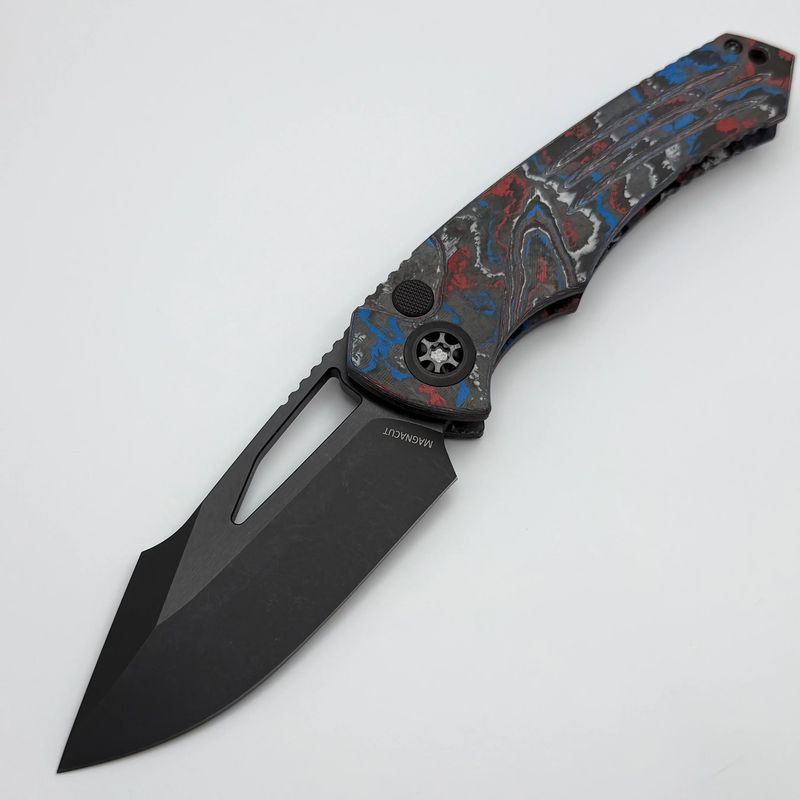 Pre-Owned Heretic Knives Pariah M/A Button Lock America Camo Carbon Handles w/ DLC MagnaCut H046-6A-USA/CC