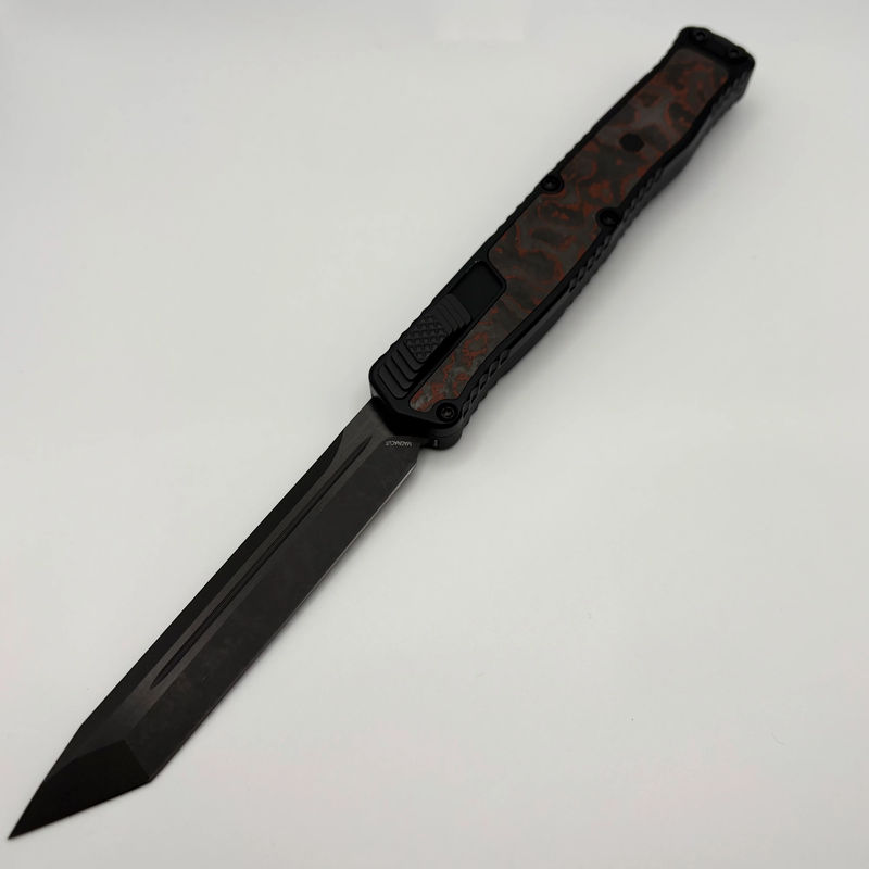 Pre-Owned Heretic Knives Cleric II 2 Blood Red Camo Carbon Inlays & DLC Tanto Magnacut H019-6A-RD/CC