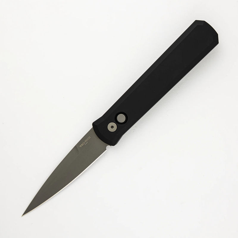 GODFATHER – Solid Black Handle – Blasted Blade Plain Edge 920