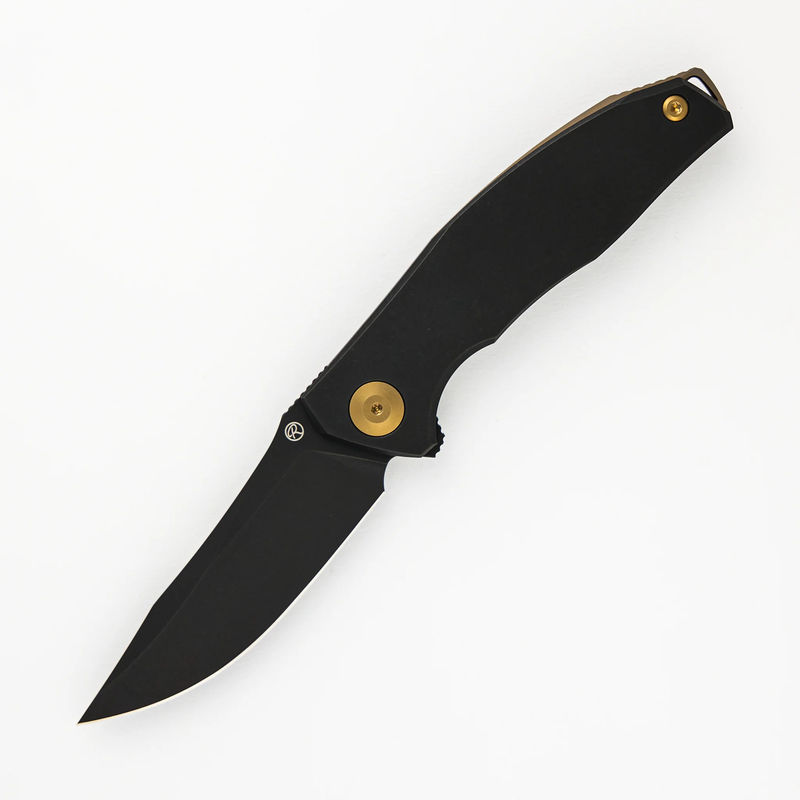 Adzin Flipper – PVD M390 Blade – PVD Titanium Handle W/ Bronze Accents