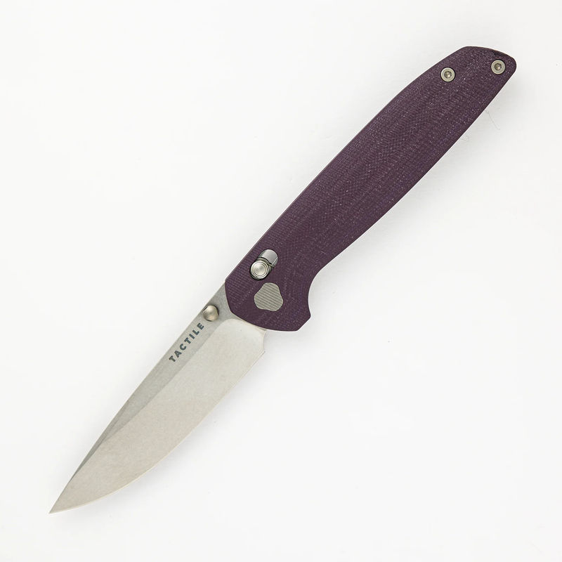 Maverick – Stonewash MagnaCut Blade – Purple G10 Handle