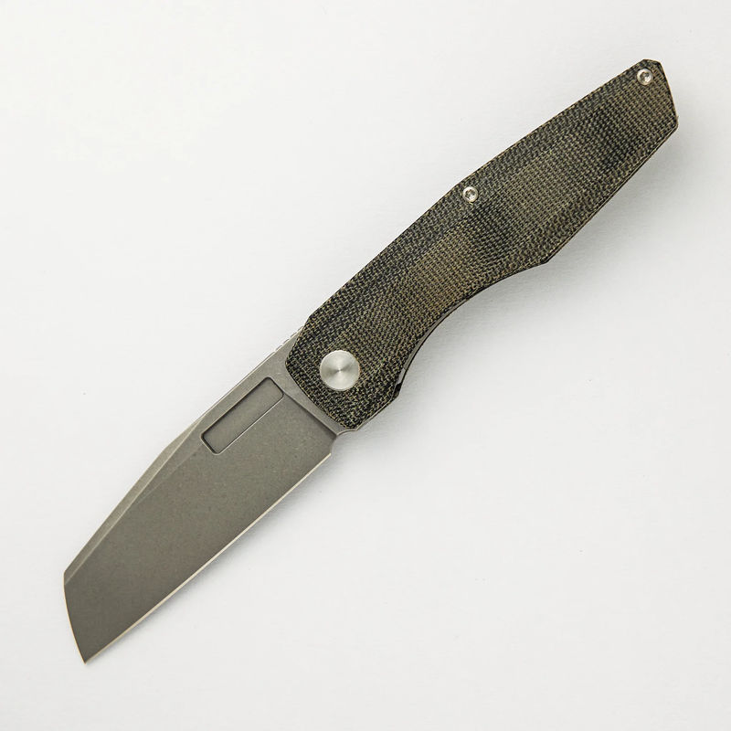 Axon Stonewash Sheepsfoot M390 Blasde Black Micarta Handle Liner Lock