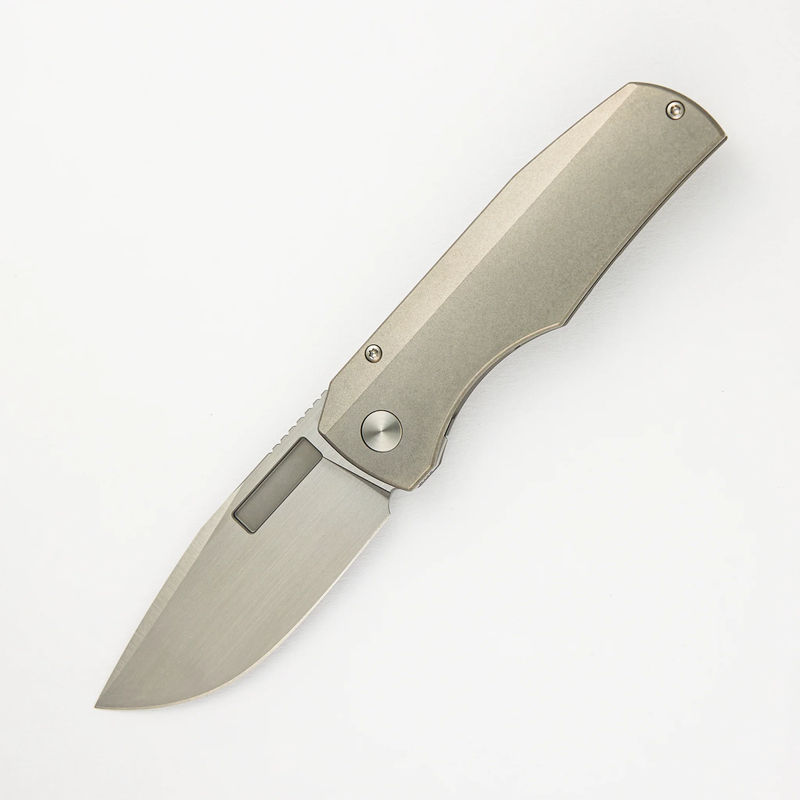Nova Hand Satin Drop Point CPM Magnacut Blade Stonewash Titanium Handle Frame Lock