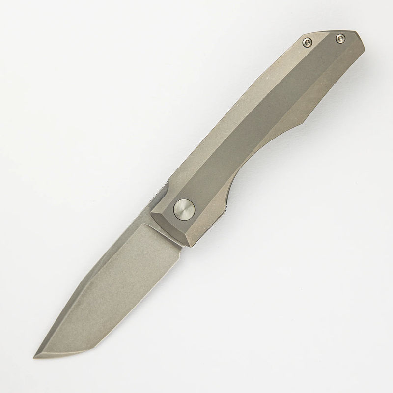 Impulse Stonewash M390 Tanto Blade Stonewash Titanium Handle Flipper