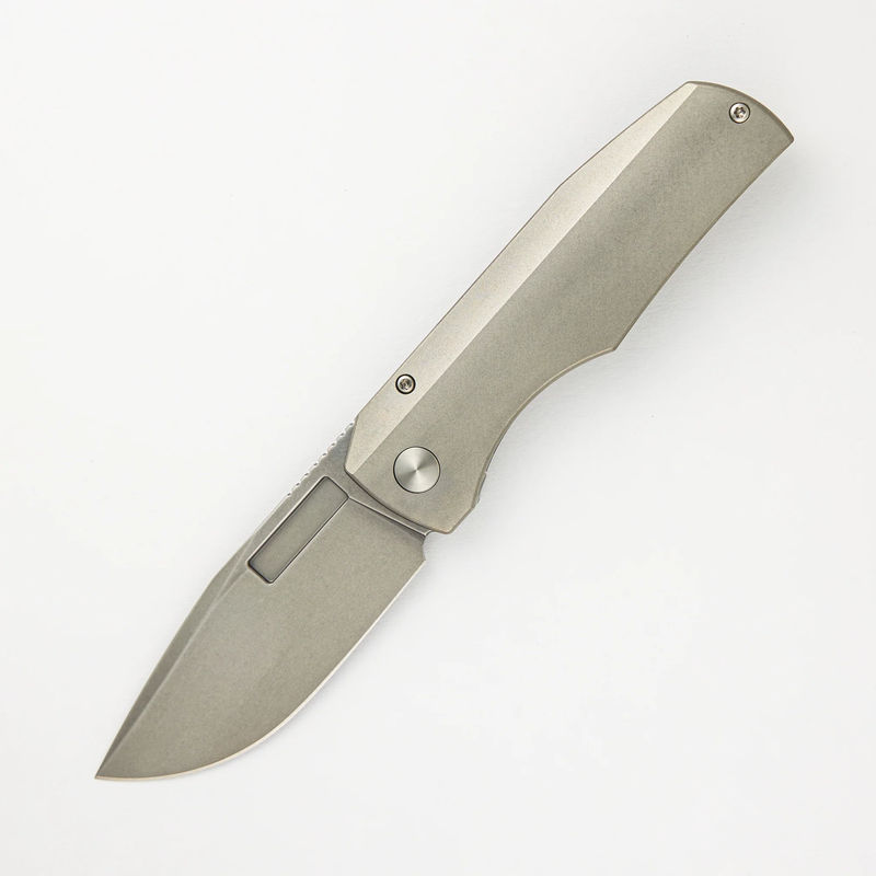 Nova Stonewash Drop Point CPM Magnacut Blade Stonewash Titanium Handle Frame Lock