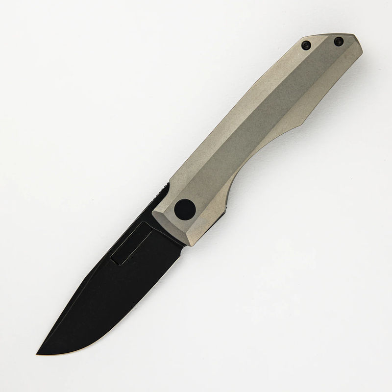 Impulse Thin Blackwash M390 Drop Point Blade Stonewash Titanium Handle Flipper