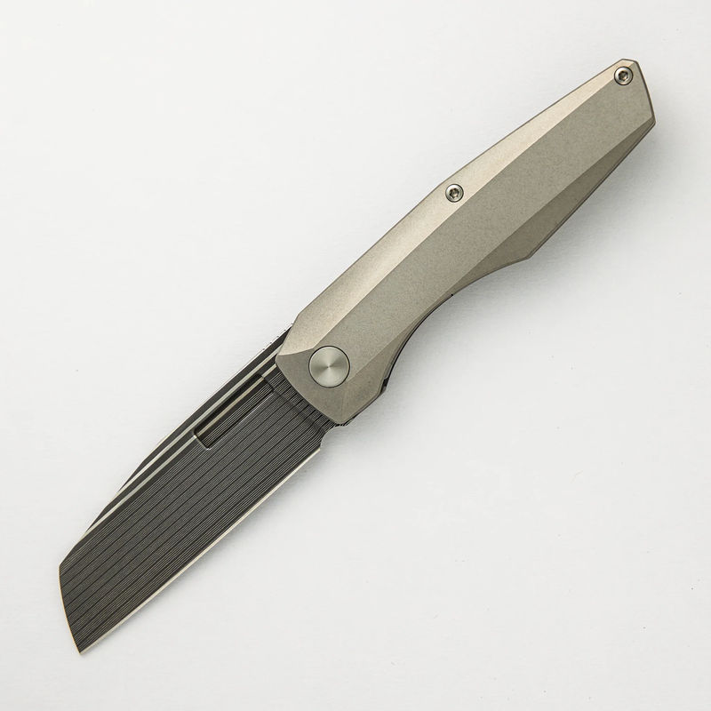 Axon Bacon Sheepsfoot Blade Stonewash Titanium Handle Liner Lock