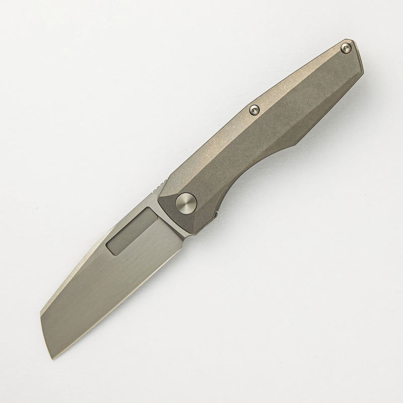 Axon Frame Lock Mini Hand Satin M390 Sheepsfoot Blade Stonewash Titanium Handle