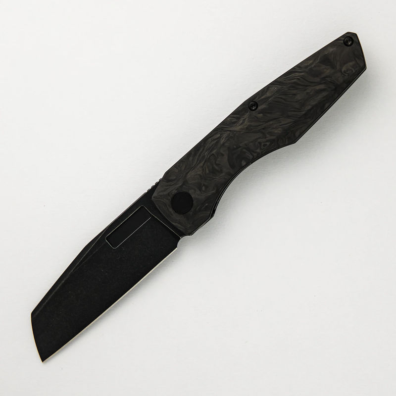 Axon Blackwash Sheepsfoot M390 Blade Marbled Carbon Fiber Handle Liner Lock