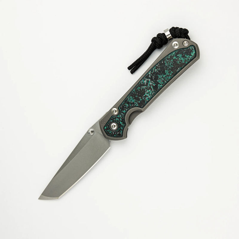 R1 Invitational - Chris Reeve Small Sebenza 31 - Teal Magnetic CarboTi Inlays - Tanto CPM MagnaCut Blade - Silver Double Thumb Lugs